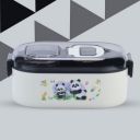 Attro Happy Meal Lunch Box Comes - 700ml Panda Black...