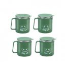 ATTRO Happy Mug Set of 4-Comes with Double Wall Inner Stainless Still - 300ml-Olive Green...
