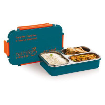 ATTRO Hot-Meal 3 Insulated Lunch Box with 3 Compartment - 900ml Dark Blue