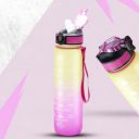 Attro Motivational 1 Liter Quotes & Time Marker Dual Colour Sports Plastic Bottle BPA Free, Leak Proof Sipper Bottle for Gym, Office, Workout-Dark Pink Yellow...