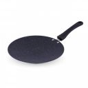 Attro Non Stick Aluminium Heavy Duty Concave Single Handle Spatter Finish Tawa, 280 mm (Black)...