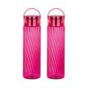 ATTRO O2 Spring 1000ml Water Bottle with Easy to Carry Handle Leak-proof BPA Free Plastic Material- Set of 2 Wine...