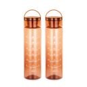 ATTRO Oxy Motivational 1000ml Water Bottle - Set of 2 Brown...