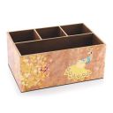 Attro Peacock Gold Designer Wooden 4 Compartments Caddy Cutlery Holder, Organizer Stand, Multipurpose Stand, Spoon Holder, Standard...