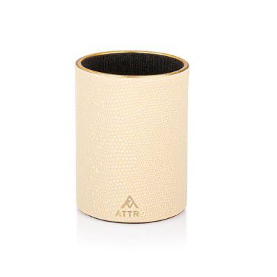 Attro Pen Stand Wooden Designer Round Pen Holder - Black