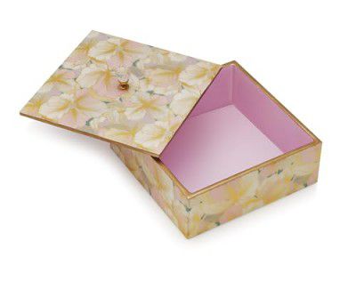 Attro Petal Gold Designer Wooden Lid Box Square Multipurpose Box with Lid for Kitchen Storage Box, Chapati Box, Chocolate Box