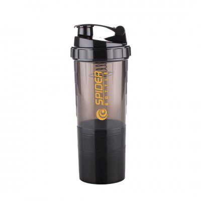 ATTRO Plastic Spider Shaker Bottle with Storage 300ml Protein Mixer Bottle with Compartment for Supplements