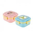 ATTRO Quick Bite Kids Plastic Lunch Box with 3 Compartments, Fork & Spoon, BPA-Free Food Grade – 800ml (Owl Love Peach/Dino Delight Blue)-Set of 2...