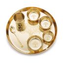 Attro Satvik Kansa Maharaja Set Traditional Indian Dining Set with Thali, Glass, Wati, Sweet Dish & Spoon-Ayurvedic Kansa Dinner Set...