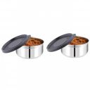 Attro Set of 2 Prime Stainless SteelSingle Wall Storage Containers Airtight & Leak Proof Containers, 400 ml - Black...