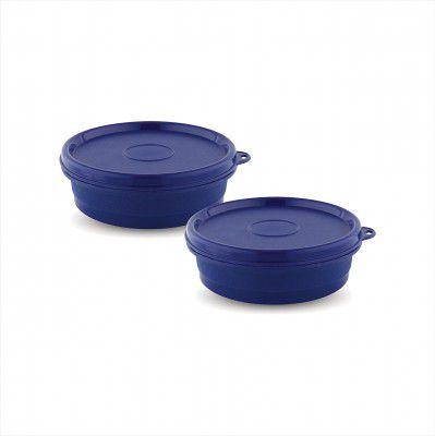 Attro Set of 2 Micron Stainless Steel Double Wall Storage Containers Airtight 270 Ml - Blue