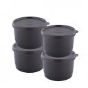 ATTRO Set of 4 Micron Stainless Steel Double Wall Storage Containers Airtight & Leak Proof Containers ...