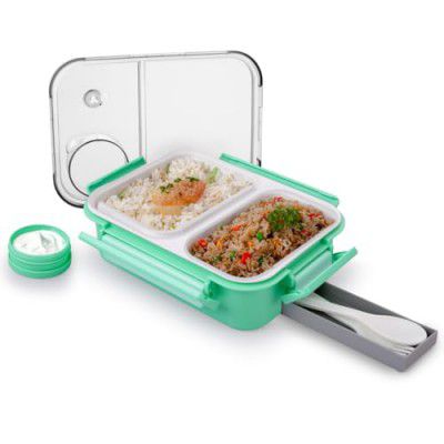 ATTRO Smart 2 Compartment Lunch Box - 750ml Dark, Plastic