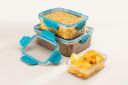 ATTRO Smart Lock Fridge Containers PET Plastic Jars Airtight Lids Multi-Purpose Kitchen Organiser - Set Of 3...