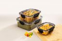 ATTRO Smart Lock Fridge Containers PET Plastic Jars Airtight Lids Multi-Purpose– Black- Set Of 3-350ml, 750ml, 1500ml...