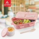 ATTRO Smiley Bite Plastic Lunch Box – 3 1220ml+200ml...