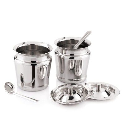 Attro Stainless Steel Storage Pot – Set of 2