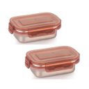 Attro Steelox Rectangle Small Stainless Steel Container 180ml Set of 2 Brown...
