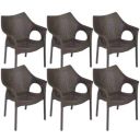 Attro Supreme Cambridge Armchair Premium Heavy Duty Plastic Chair with Stylish Rattan Looks Brown Set of 6...