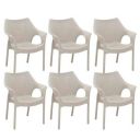 Attro Supreme Cambridge Armchair Premium Heavy Duty Plastic Chair with Stylish Rattan Looks Made with Synthetic Resin for Living Room,Outdoor,Home & Office-Classy & Comfortable-Dark Beige Set of 6...