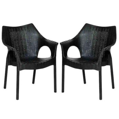 Attro Supreme Cambridge Armchair Premium Heavy Duty Plastic Chair-Black Set of 2