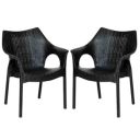 Attro Supreme Cambridge Armchair Premium Heavy Duty Plastic Chair-Black Set of 2...
