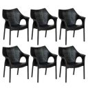 Attro Supreme Cambridge Armchair Premium Heavy Duty Plastic Chair with Stylish Rattan - Black Set of 6...