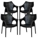 Attro Supreme Cambridge Armchair Premium Heavy Duty Plastic Chair with Stylish Rattan Looks - Black Set of 4...
