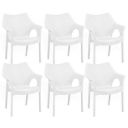 Attro Supreme Cambridge Armchair Premium Heavy Duty Plastic Chair with Stylish Rattan Looks White Set of 6...