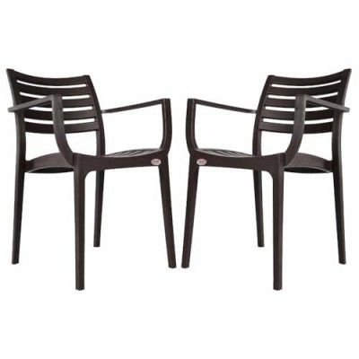Attro Supreme Empire Armchair Premium Heavy Duty Plastic Chair Matt Finish Wenge Set of 2