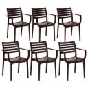 Attro Supreme Empire Armchair Premium Heavy Duty Plastic Chair - Brown Set of 6...