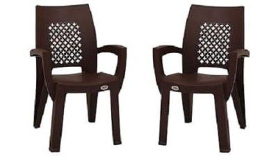 Attro Supreme Esquire Armchair Premium Matt Finish Heavy Duty Plastic Chair with Soft Feel Texture Finish - Wenge Set of 2