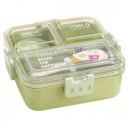 ATTRO Tasty Bite 3 Compartment Lunch Box - 1020ml+70ml Green, Plastic...