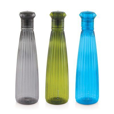 Attro Tribot Plastic Water Bottle for Fridge, Office 1000 ml - Set of 3