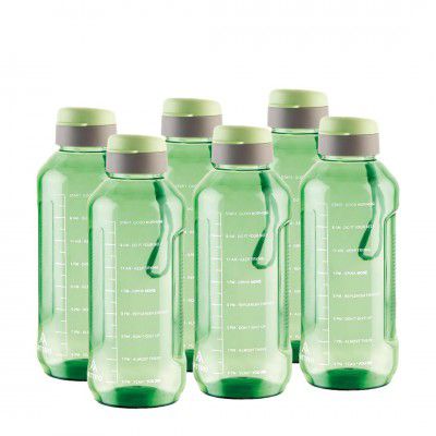 ATTRO Ultra Pro Motivational 1.5-Liter BPA-Free Water Bottle with Leak-Proof Flip-Top Cap, Nylon Strap and Stylish Color for Daily Hydration- Mint Green-Set Of 6