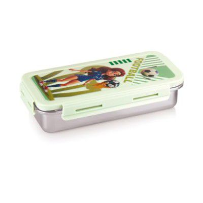 Attro Volvo Stainless Steel Lunch Box with 1 Small Container Airtight Leak-Proof Food Grade - Green 630ml+170ml