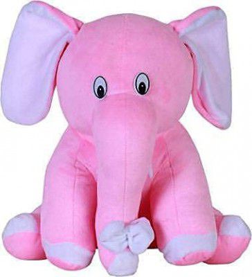 AUDBOT Premium Soft Toy for Kids | Stuffed Animal Plush Soft Toy for Babies (25 Cm, Sitting Elephant (Pink))