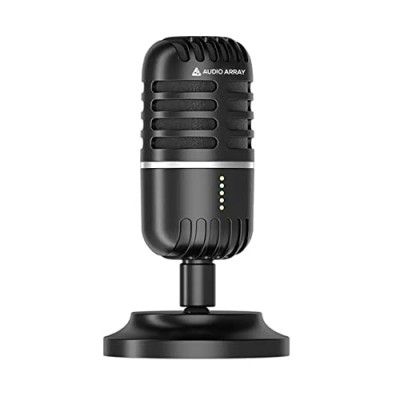 Audio Array AM-C20 USB Microphone | Unique Tilt Stand | One Touch Mute with Indicator | USB A & C Connectivity | Cardioid Pickup | Plug and Play, No Drivers | No-Latency Monitoring | 1Year Warranty