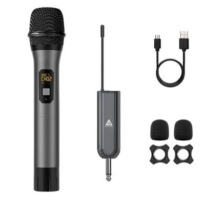 Audio Array AM-W13 UHF Wireless Premium Metal Microphone | 4+ Hours Receiver Battery Backup | Range up to 60m