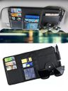 AUGEN PU Leather Multi-Function Car Space Sun Visor Organizer Hanging Phone Storage Pouch Holder with Multi-Pocket Net Zipper (Black) (Pack of 1)...