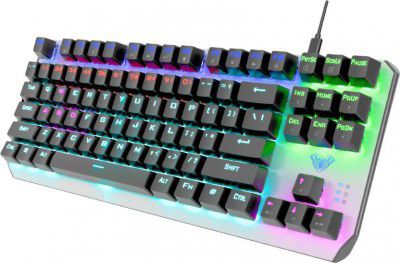 Aula F2067 TKL 100% Anti ghosting Mechanical Gaming Keyboard with 87 keys| Wired USB Tenkeyless Gaming Keyboard Compatible (Red Switch, Grey & Black)
