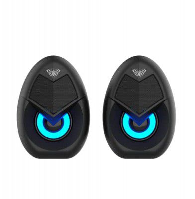 Aula N-69 USB 2.0 Powered Multimedia Speaker with AUX Input, deep bass, LED Lights, 3.5mm Audio Input (Black)