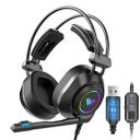 Aula S600 Professional Gaming Headset USB 7.1, Lightweight Over-Ear headphone with RGB Light | HD Noise Cancelling, 360° Rotation Omnidirectional Mic for Desktop & PC Gamers (Black)...