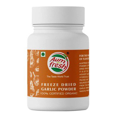 Aum Fresh Freeze Dried Garlic Powder Organic Certified, Garlic Powder for Multipurpose Cooking & Consumption, 100g