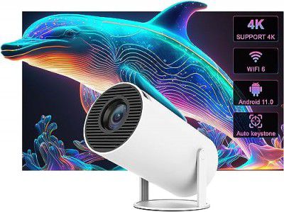 AUN Free Style Pro Smart Projector by AUN, 270° Rotatable Projector for Home 4K & 1080p Support, 8400L, Android 11 YouTube Builtin Apps 5G WiFi Auto Keystone 720p Native, 3W Speaker 176" Screen