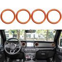 Auovo Air Conditioner Vent Ring Interior Accessories for Wrangler JL 2018-2023 Gladiator JT 2020-2023 Dashboard Air Conditioning Vent Outlet Trim Cover Aluminum Alloy (Orange)...