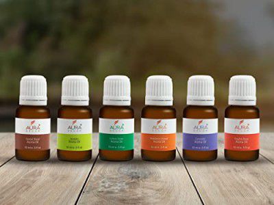 Aura Decor Aroma Diffuser Oil, Candle Burner & Electric Diffuser for Home Fragrance candle (Lavender, English Rose, Jasmine, Sandal, Mandarin Orange, Lemon Grass) 10ml each, (Mix, Pack of 6)