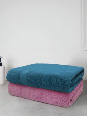 Aura Teal & Pink 2 Pieces Terry Cotton 500 GSM Towel Set