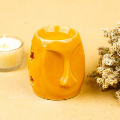 AuraDecor Handcrafted Ceramic Oil Burner with 1 T-Light Candle for Home Decorations & Fragrance Diffuser 