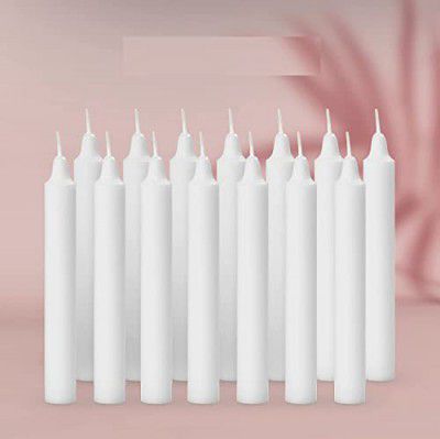 AuraDecor Pack of 14 Stick Candles (White)